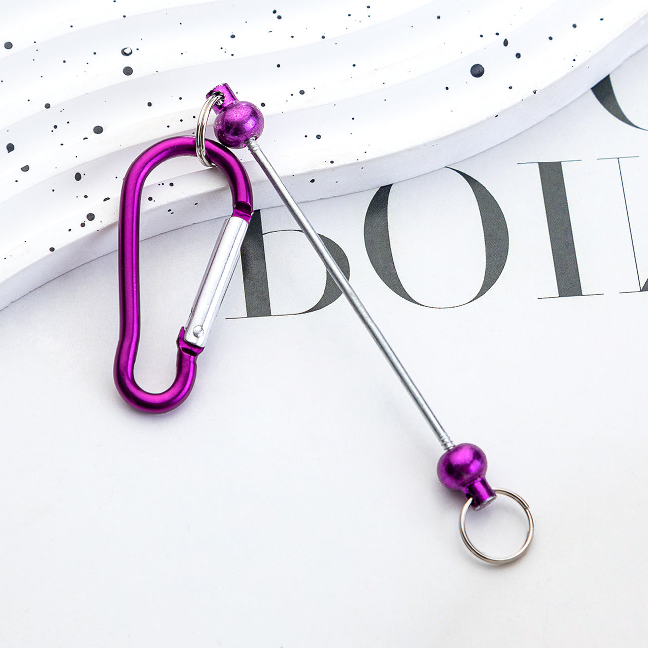 Creative Beadable Metal Hook Keychain-2PCS