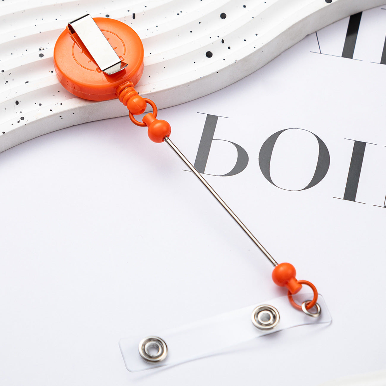 Badge Reels DIY Beadable Bar Retractable Keychain-2PCS