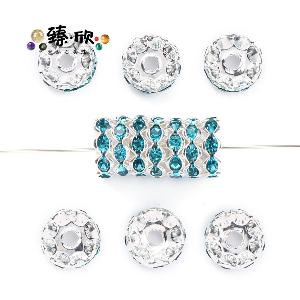 12MM Color Wave Rhinestone Diamond Ring Spacer Bead Spacer Jewelry Accessories Bead-100PCS