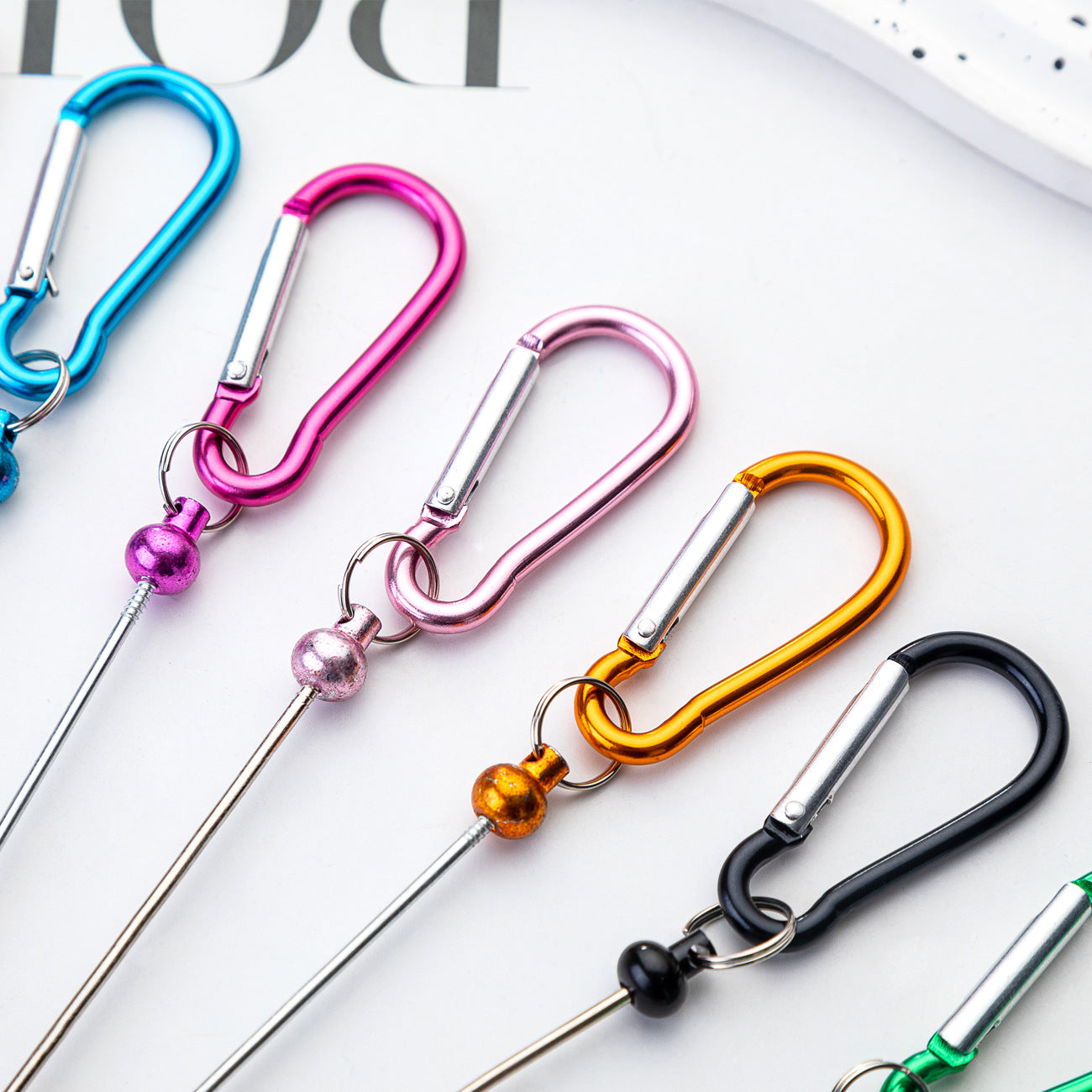 Creative Beadable Metal Hook Keychain-2PCS