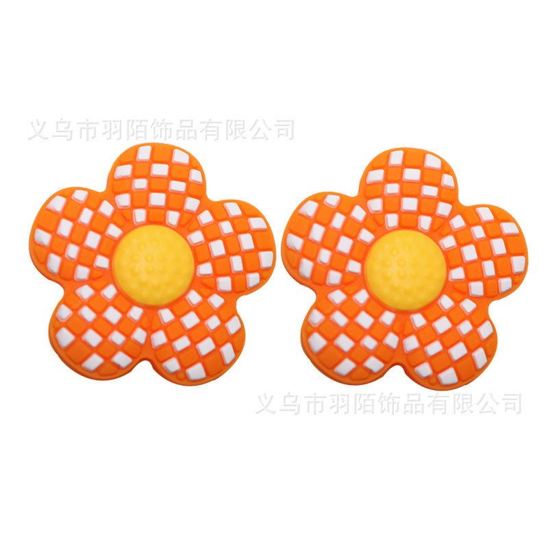 Checkerboard Flower Silicone Beads-10PCS