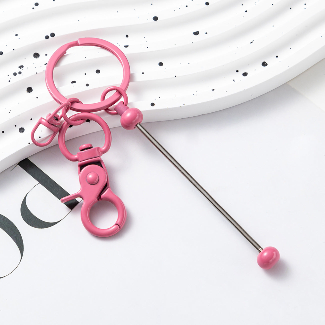 Creative Beadable Bar Keychains Handmade Metal Solid Color Keychain-2PCS