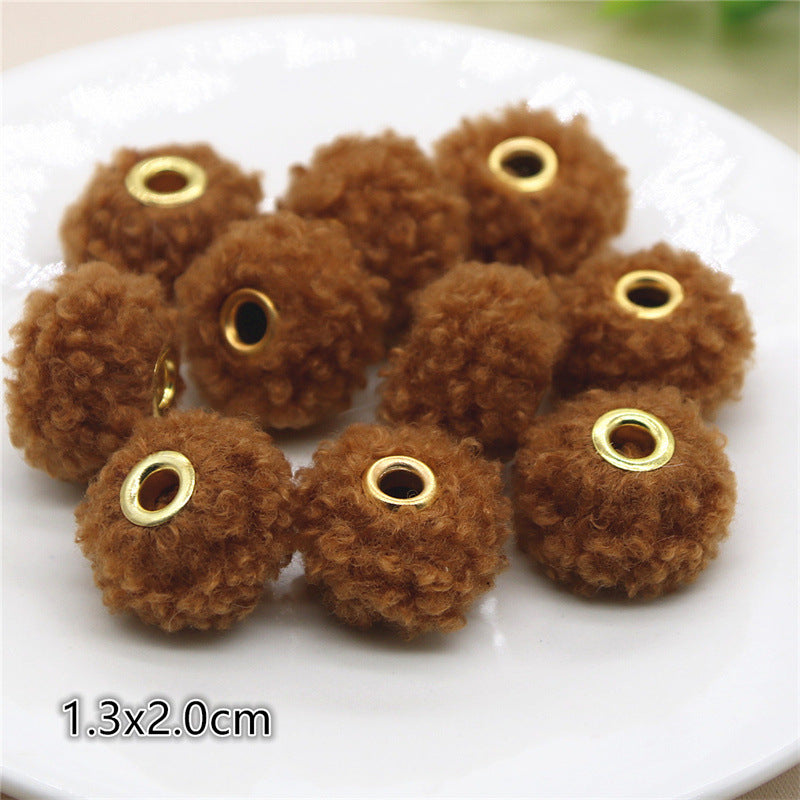Straight Hole Teddy Fur Ball Beads Loose Beads Fabric Accessories-100PCS