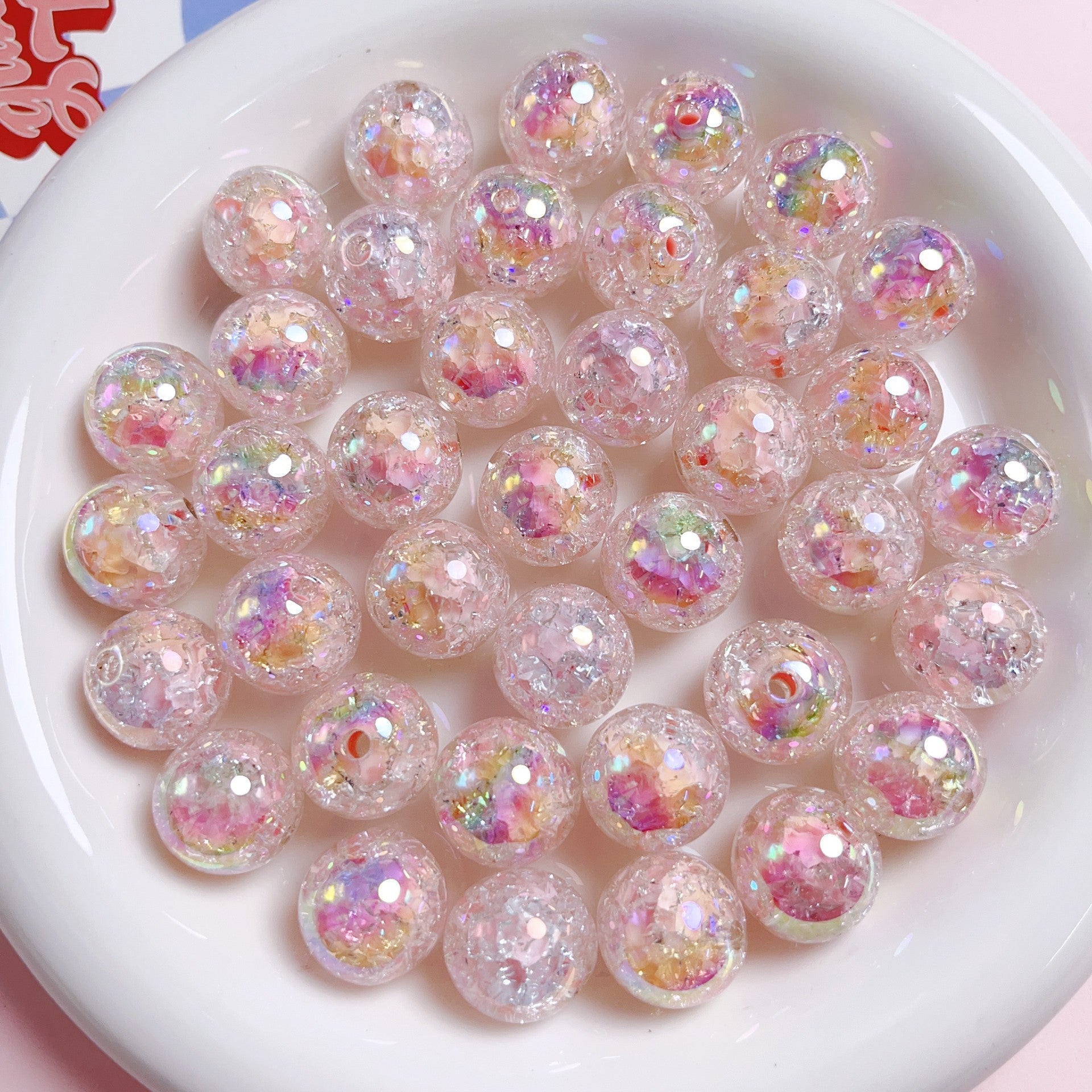 Creative 16mm Luminous Burst Acrylic Beads-50PCS