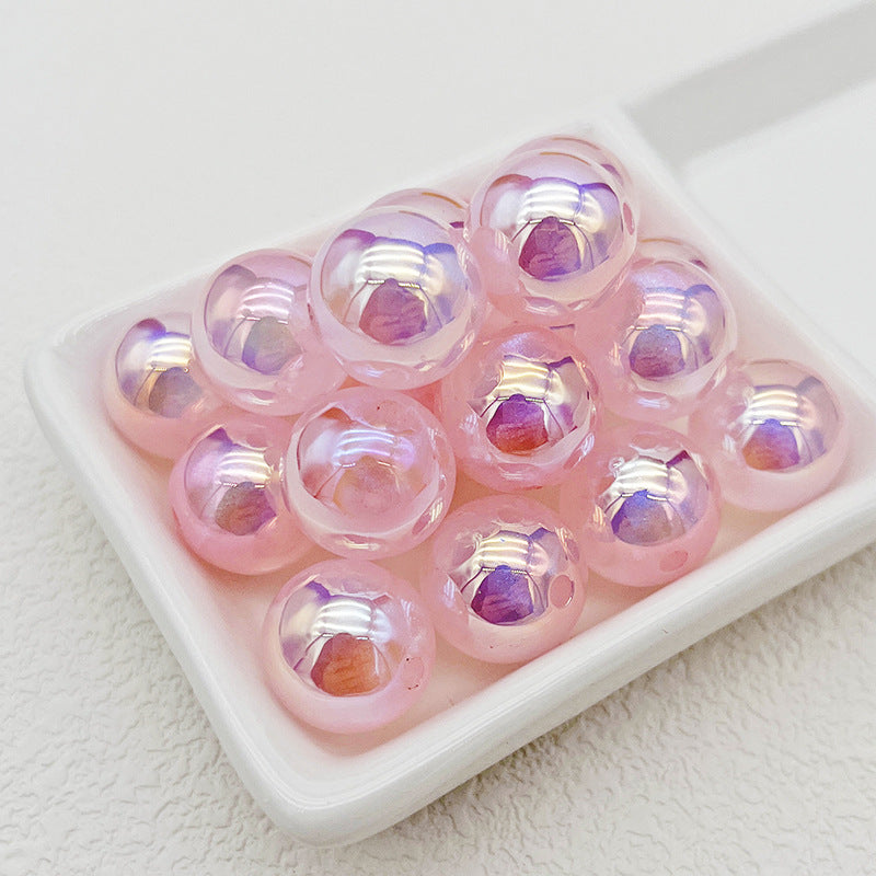 16mm UV Plated Colorful Brilliant Galaxy Straight Hole DIY Beadable Acrylic Beads-50PCS