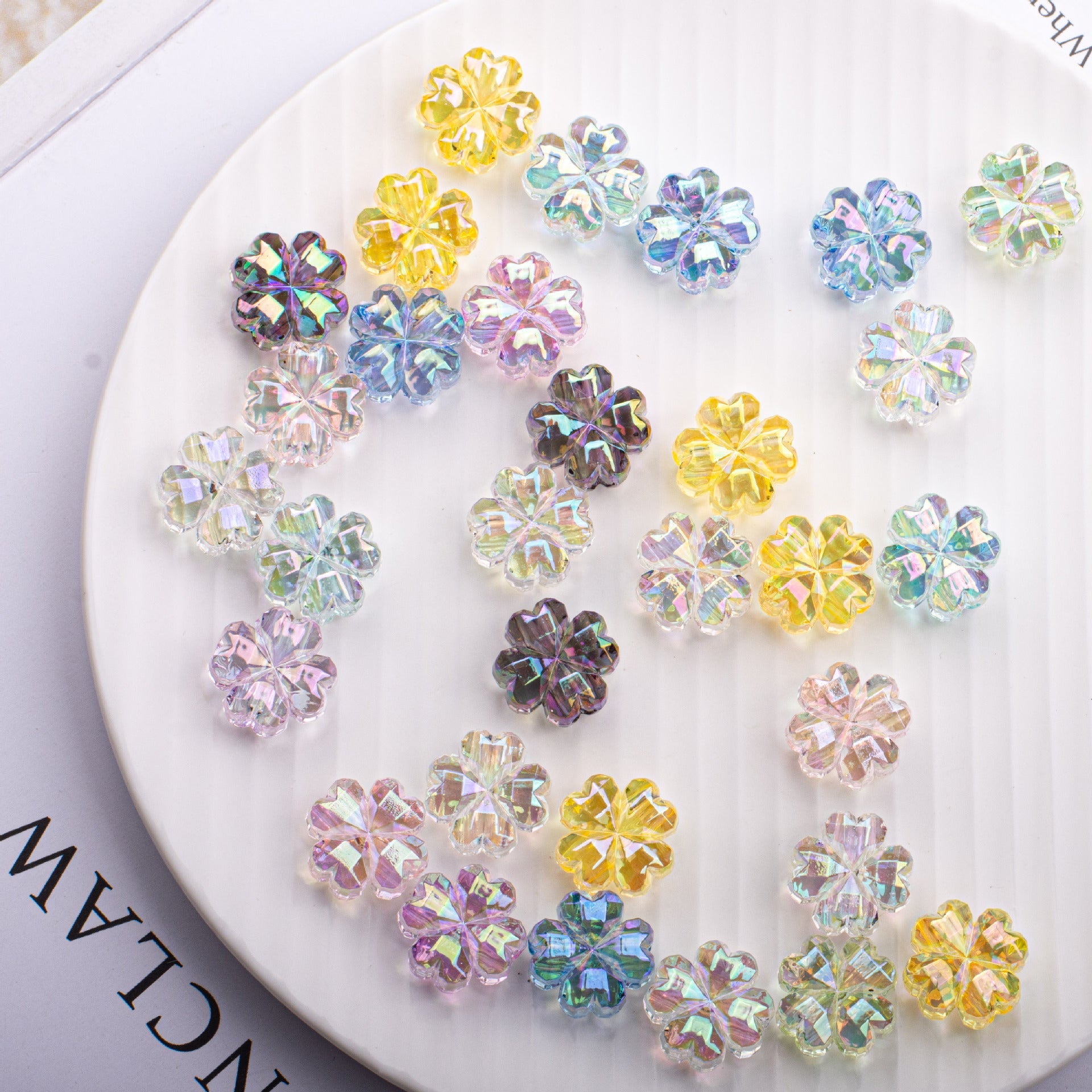 Beaded Accessories Four-leaf Clover Straight Hole Acrylic Small Loose Beads-25PCS