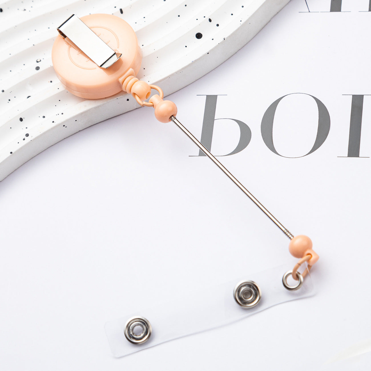 Badge Reels DIY Beadable Bar Retractable Keychain-2PCS