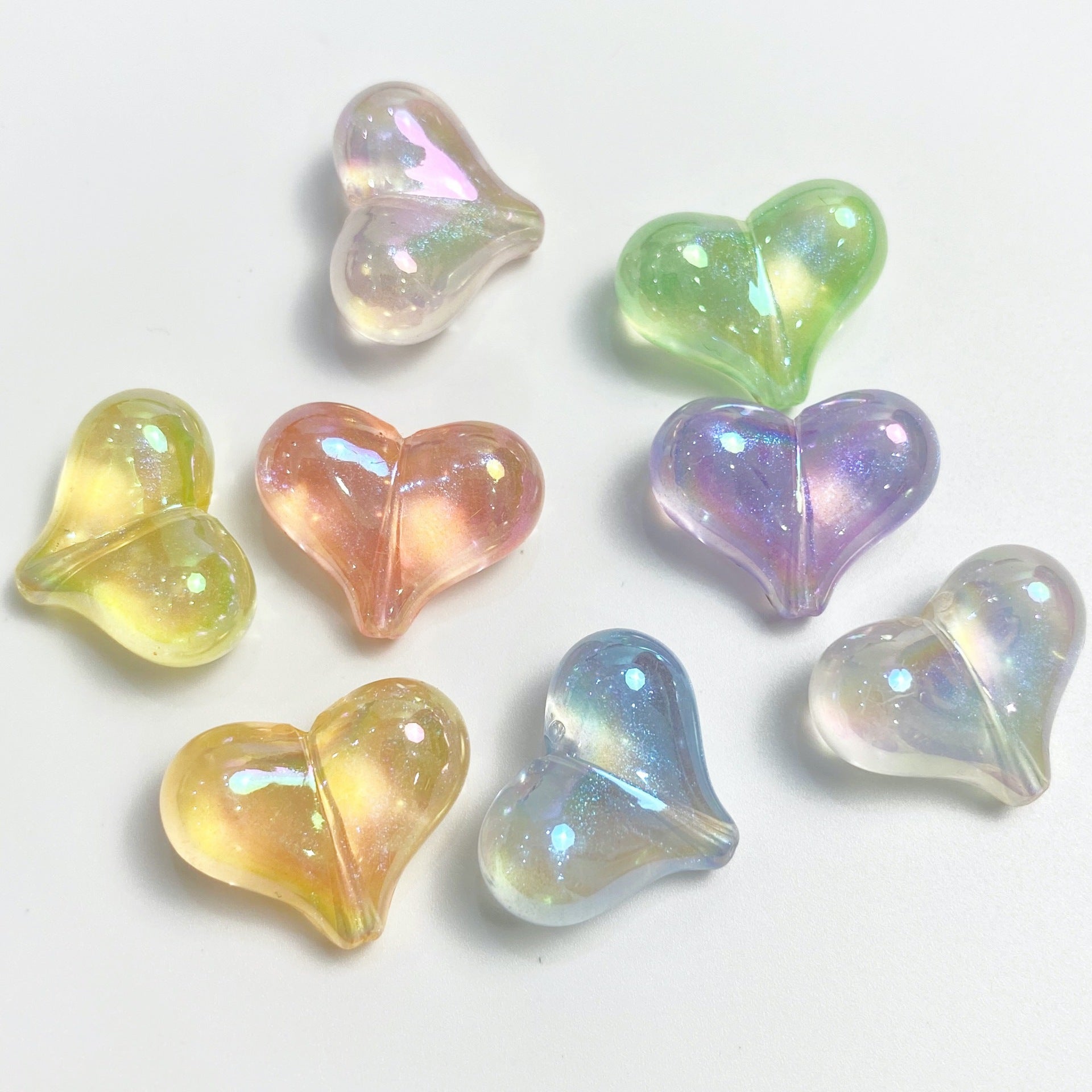 Acrylic Color Plated Mermaid Ji Fart Peach Heart Beads-50PCS