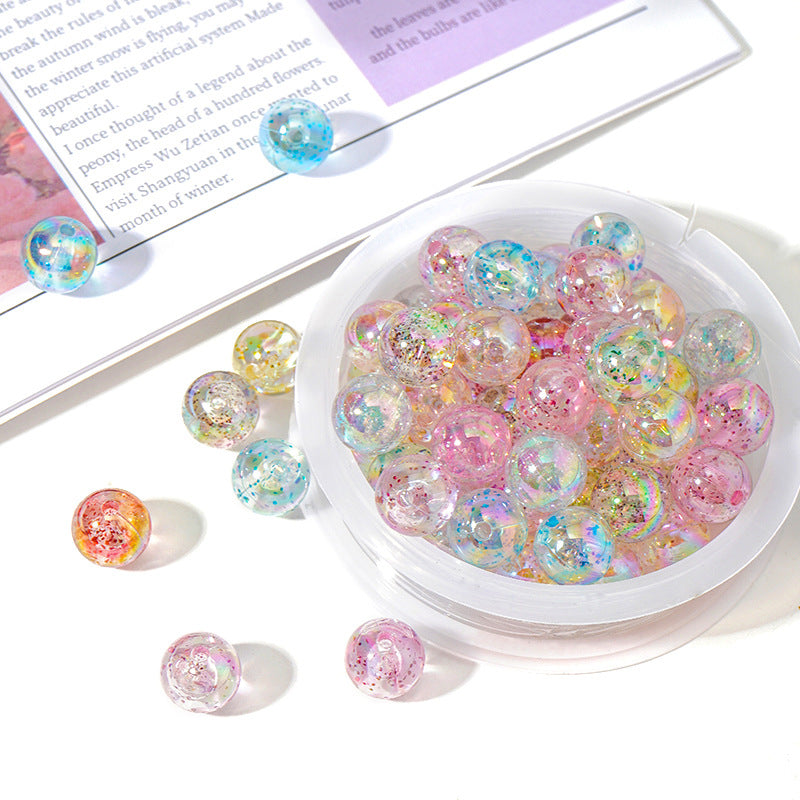 Acrylic Girly Clear Color Straight Hole Round Beads-100PCS
