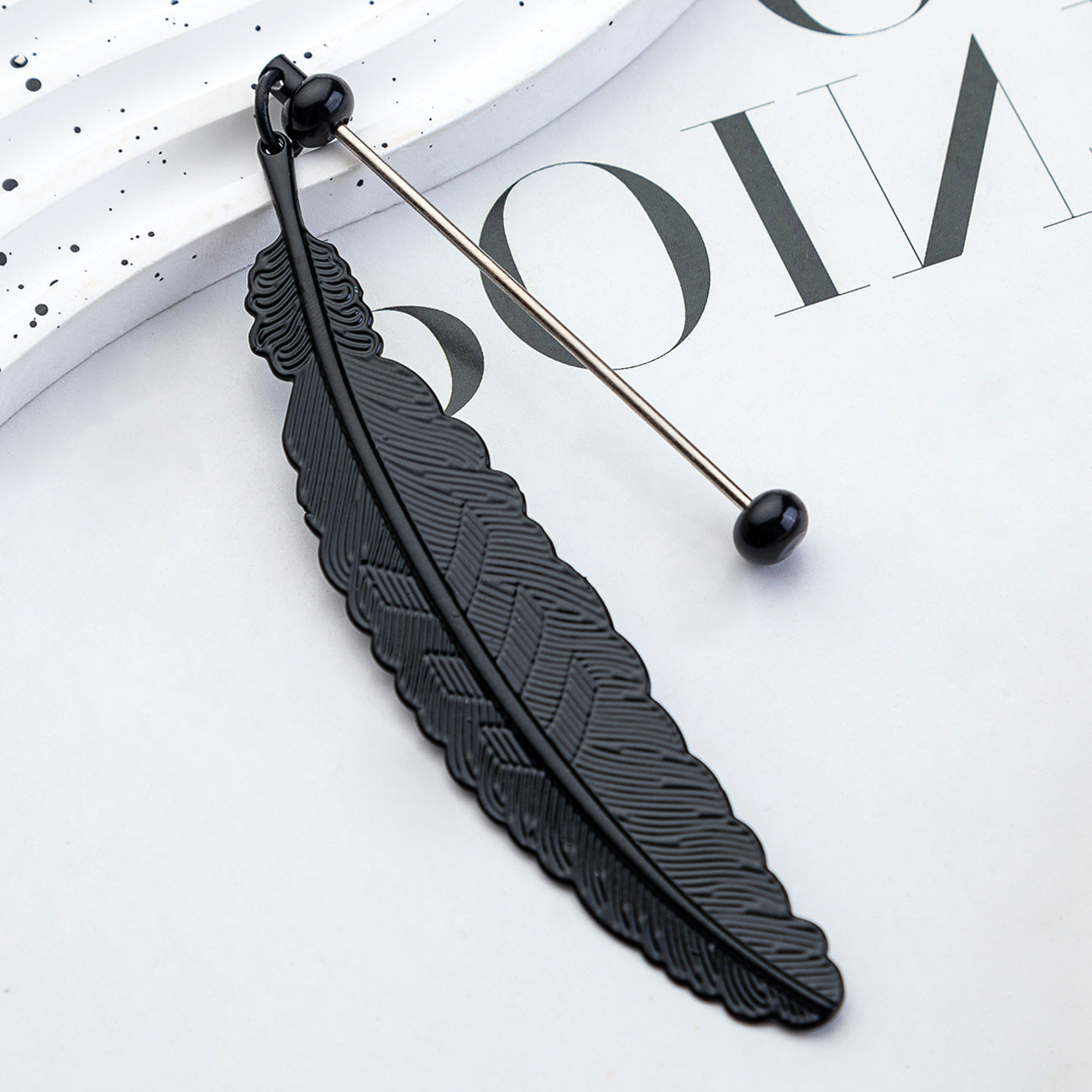 Creative Beadable Feather Bookmarks Metal DIY for Beadable Bar-1PCS