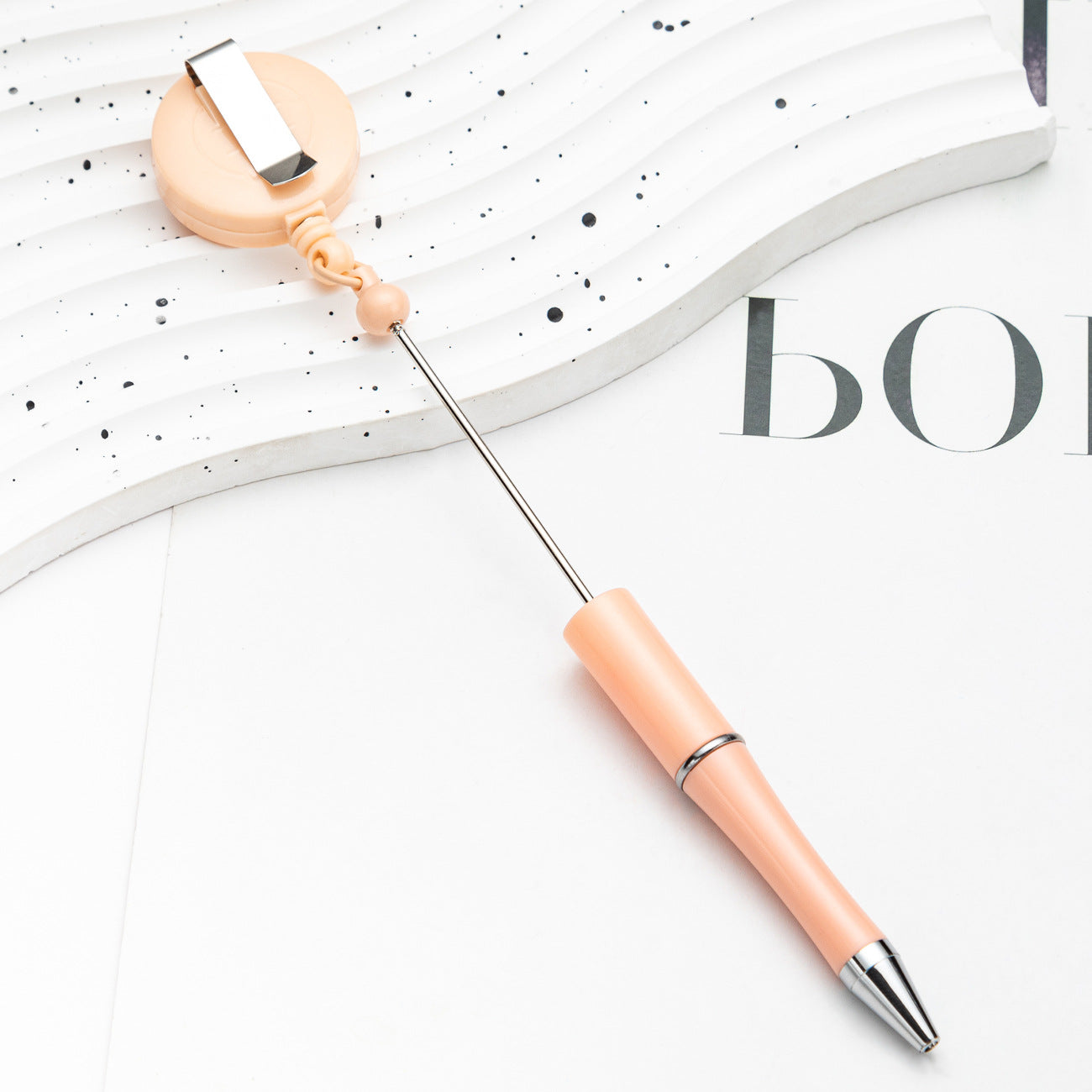 Creative Beadable Pens Retractable Buckle Plastic Easy Pull Buckle Ballpoint Pen-2PCS