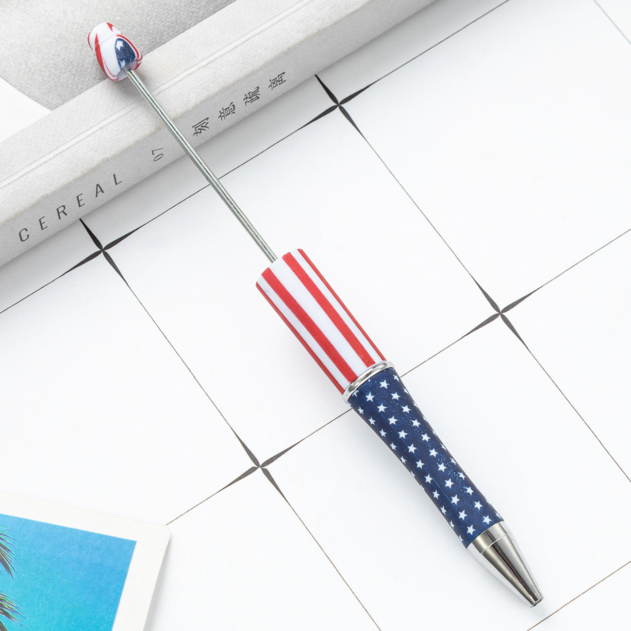Creative Independence Day Beadable Pens DIY Beadable Plastic Pen-2PCS