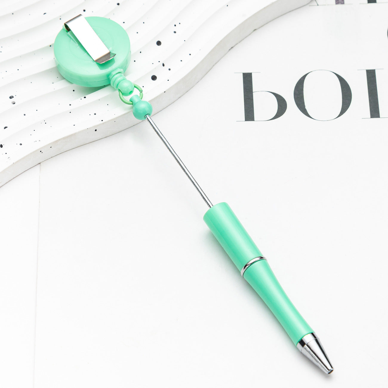 Creative Beadable Pens Retractable Buckle Plastic Easy Pull Buckle Ballpoint Pen-2PCS