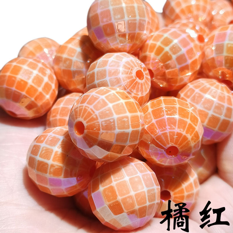 Creative Colorful Plaid Acrylic Beads-50PCS