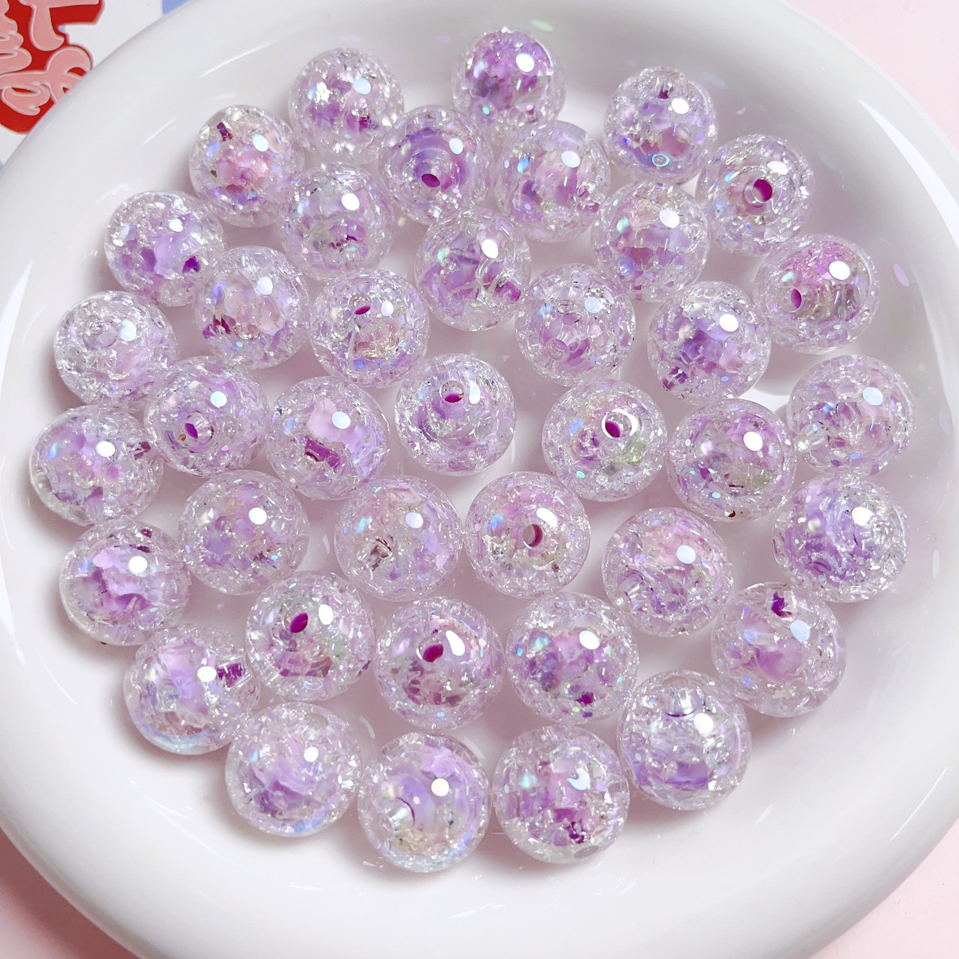 Creative 16mm Luminous Burst Acrylic Beads-50PCS