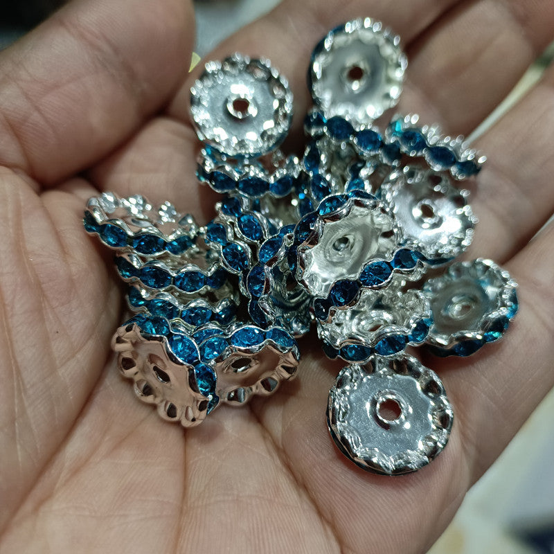15mm Silver Plated Wave Diamond Wheel Clip DIY Handmade Spacer Beads-200PCS