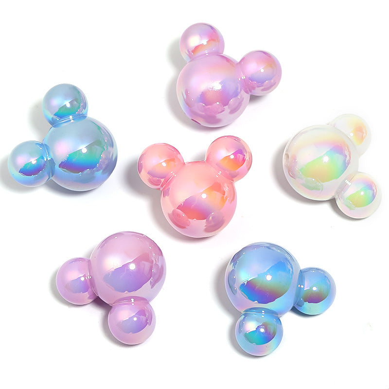 UV Electroplating Solid Color Bear Beads Acrylic Vertical Hole Beads-25PCS
