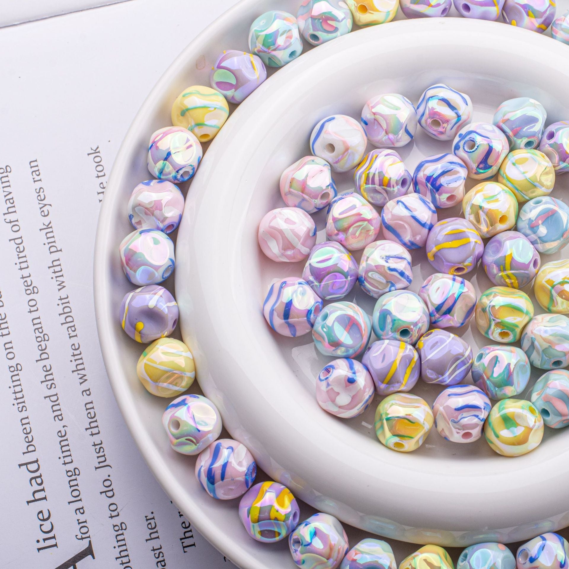 Acrylic Solid Color Line Fig Beads Meteorite Beads-50PCS