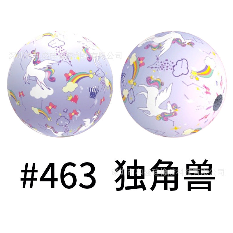 16mm Colorful Silicone Water Transfer Beads Print Silicone Beads-50PCS