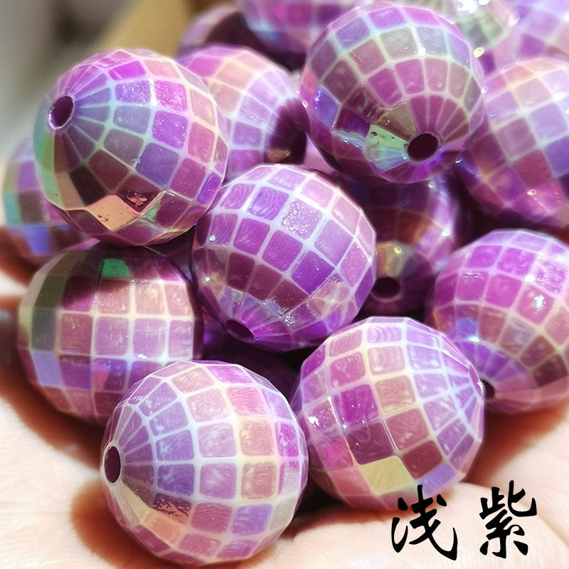 Creative Colorful Plaid Acrylic Beads-50PCS