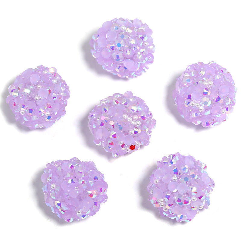 Colored Rhinestone Pearl Through Hole Acrylic Soft Sugar Beads-18MM-10PCS