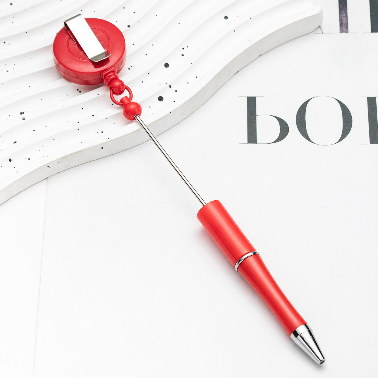 Creative Beadable Pens Retractable Buckle Plastic Easy Pull Buckle Ballpoint Pen-2PCS