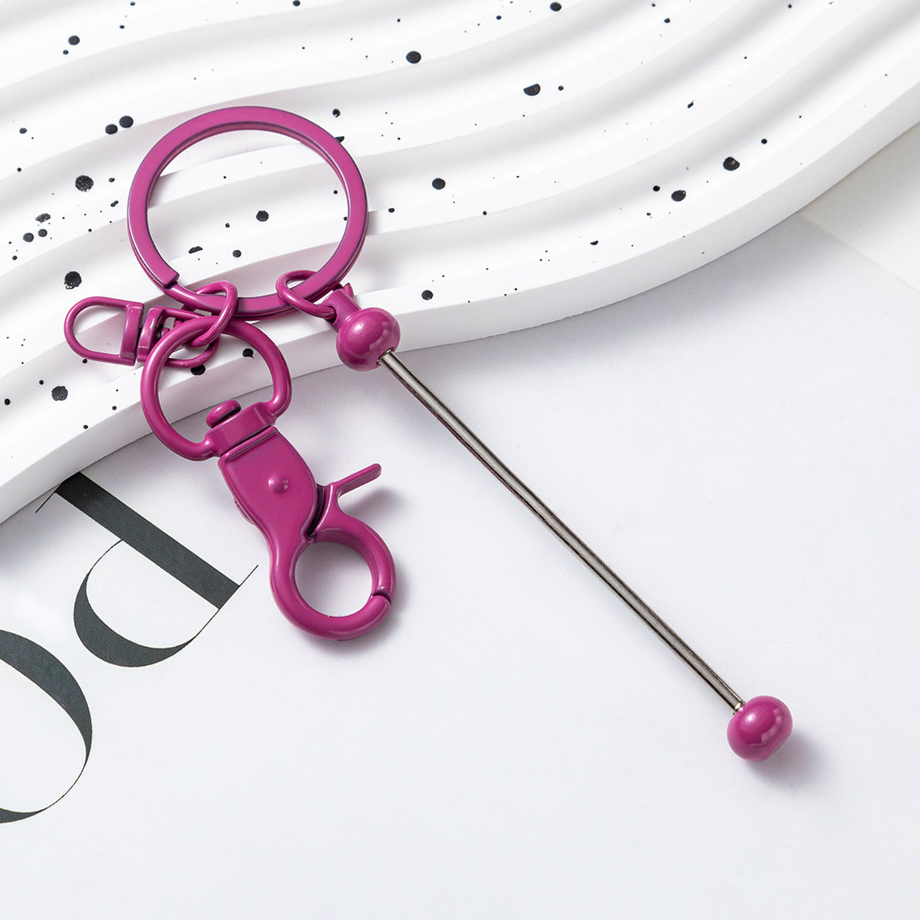 Creative Beadable Bar Keychains Handmade Metal Solid Color Keychain-2PCS