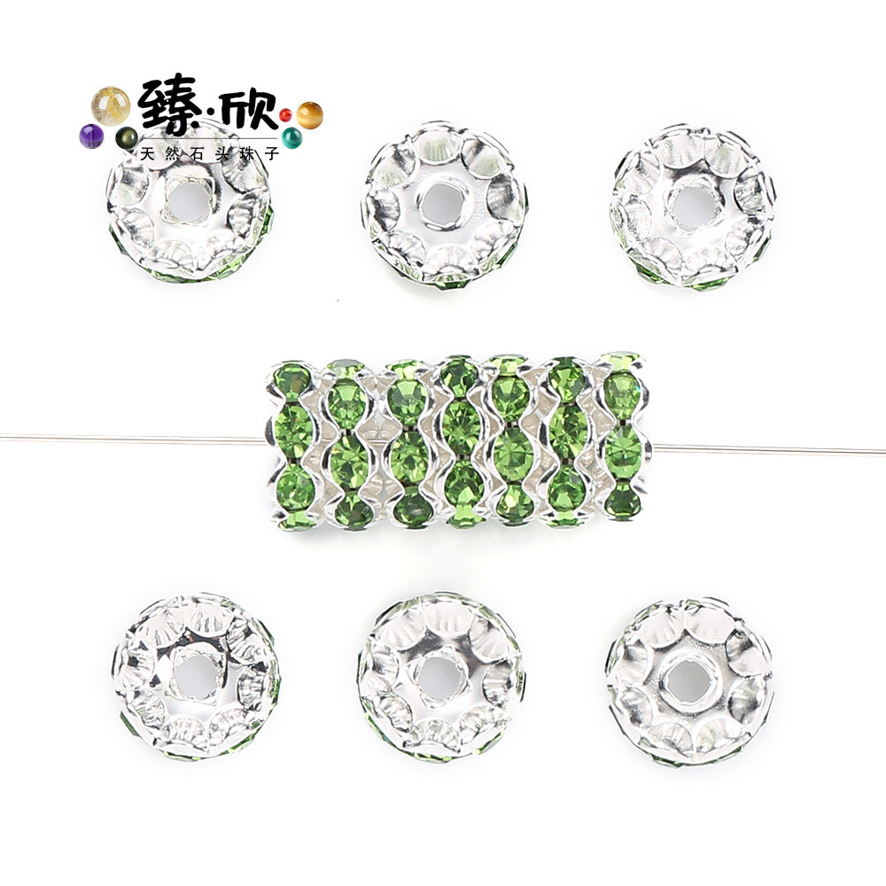 12MM Color Wave Rhinestone Diamond Ring Spacer Bead Spacer Jewelry Accessories Bead-100PCS