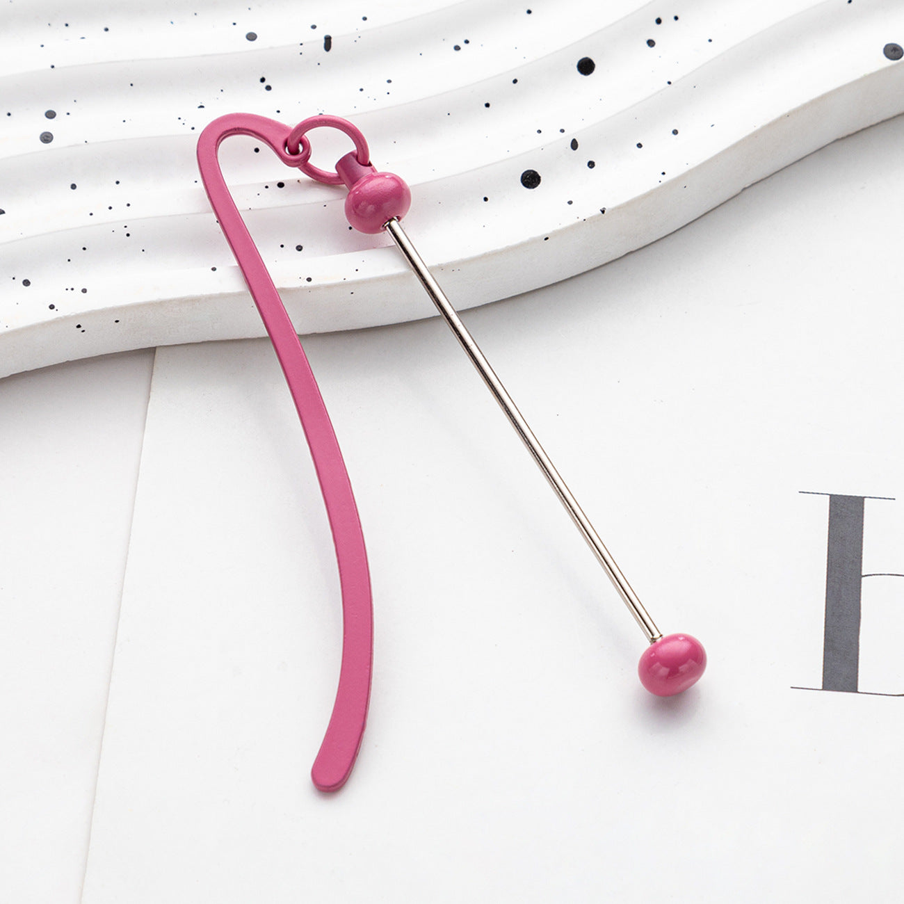 Creative Solid Color Beadable Bookmarks Metal DIY for Beadable Bar-2PCS