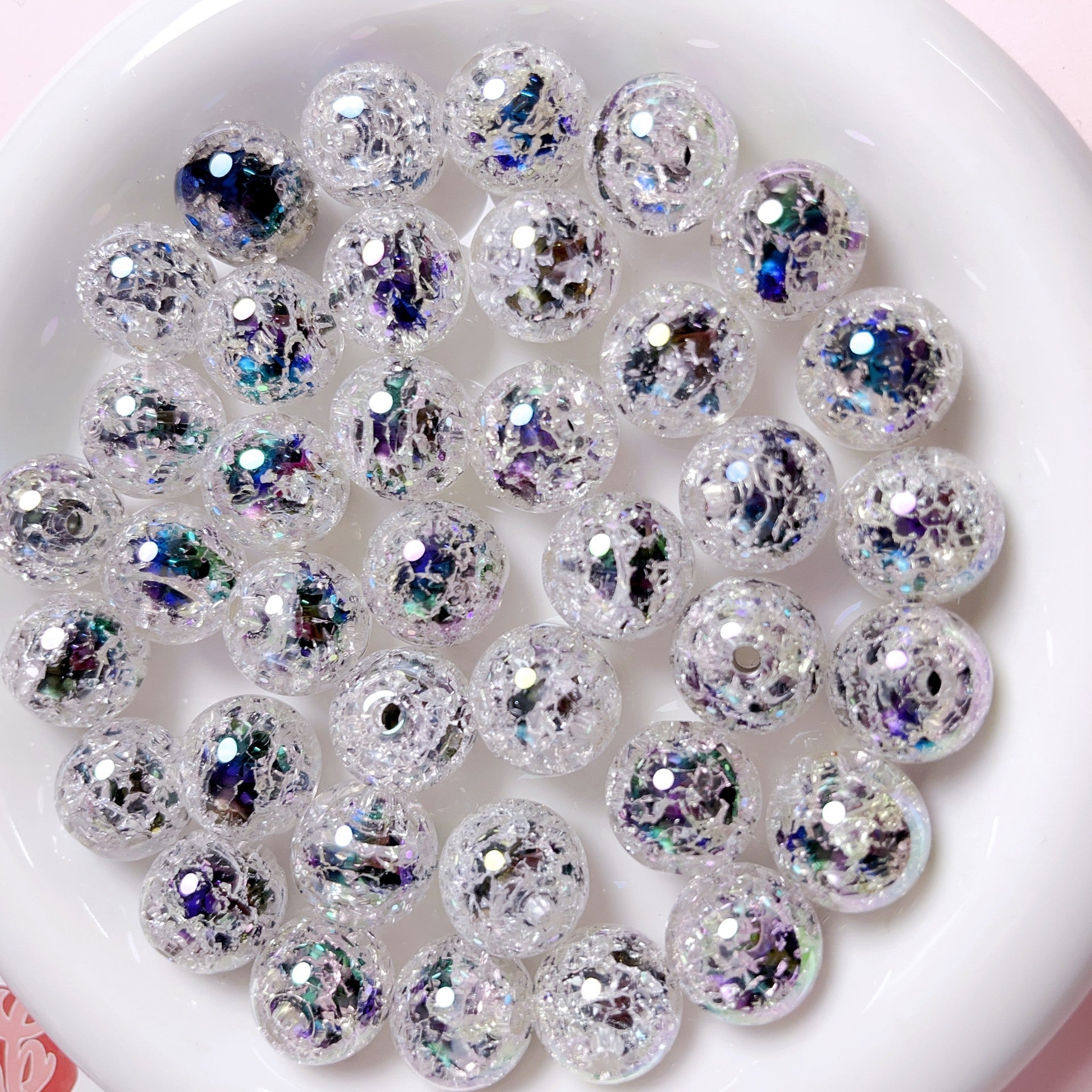 Creative 16mm Luminous Burst Acrylic Beads-50PCS