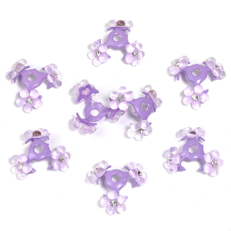 Heavy Point Drilled Resin Flower Center Hole Receptacle Acrylic Beads-30PCS