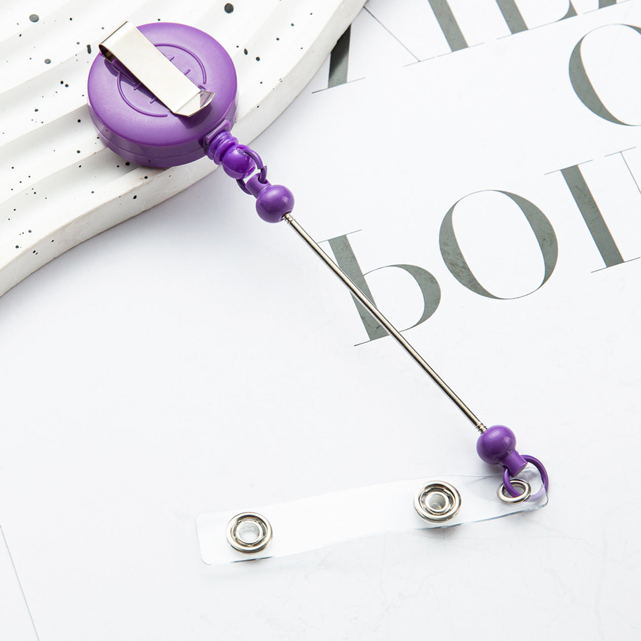 Badge Reels DIY Beadable Bar Retractable Keychain-2PCS