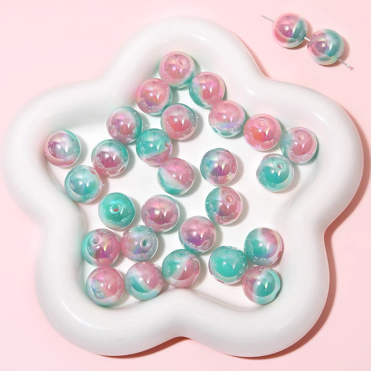 Gradient Girl Macaron Round Acrylic Beads-50PCS