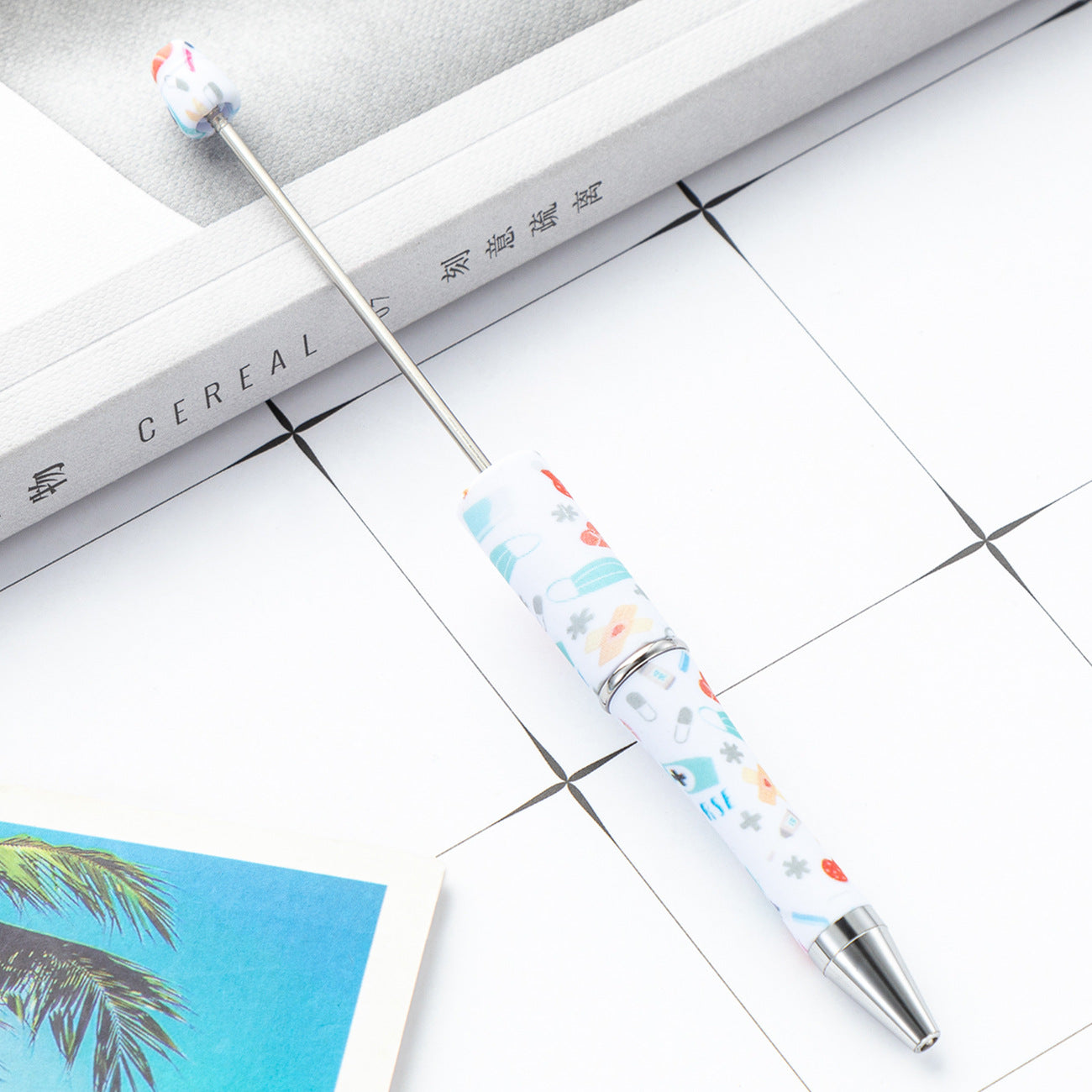 Creative Beadable Pen Nurses Printed DIY Plastic Pen-5PCS