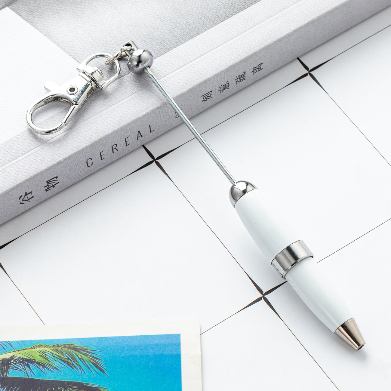 Beadable Pens Metal Pen DIY with Keychain Bar-2PCS