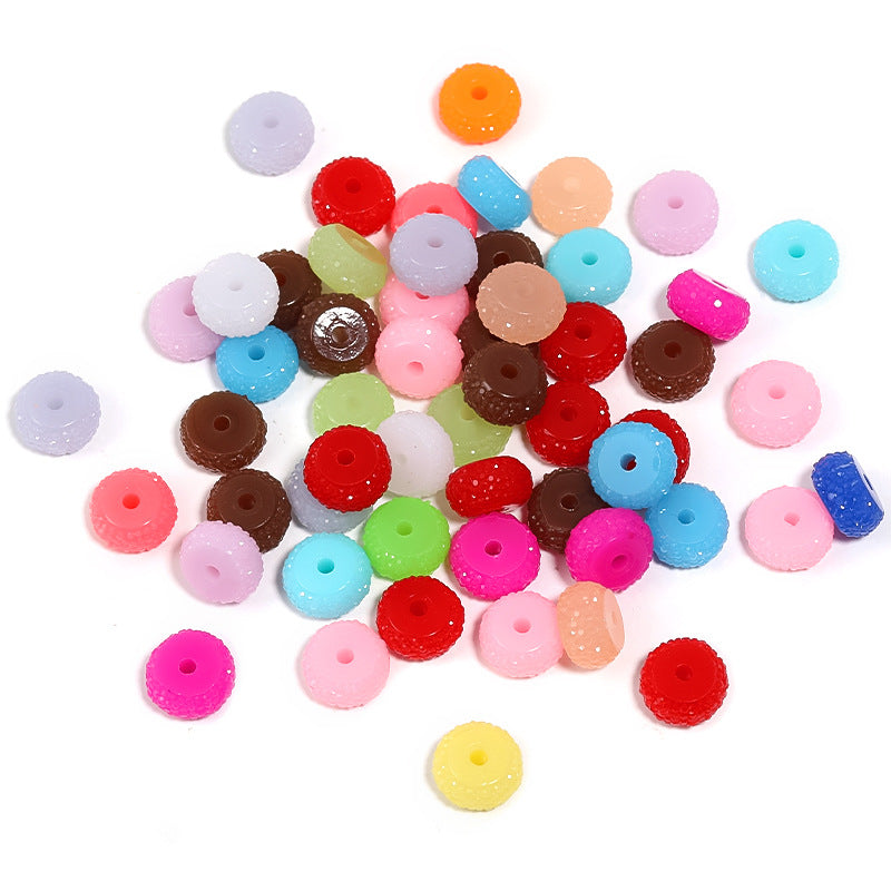 Wheel Beads Granulated Sugar Flat Beads Acrylic Spacer Beads-100PCS
