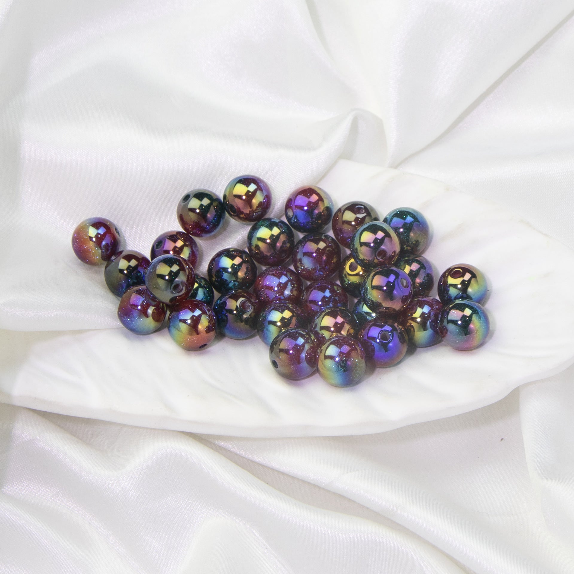 Starry Sky Two-color Gilded Round Beads-50PCS