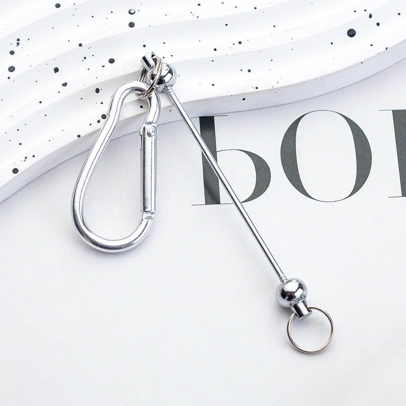 Creative Beadable Metal Hook Keychain-2PCS