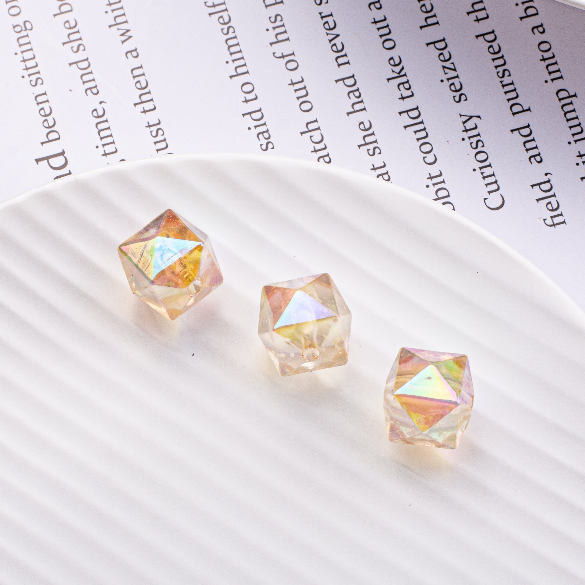 DIY Luminous Square Beads Prismatic Acrylic Straight Hole Beads-50PCS