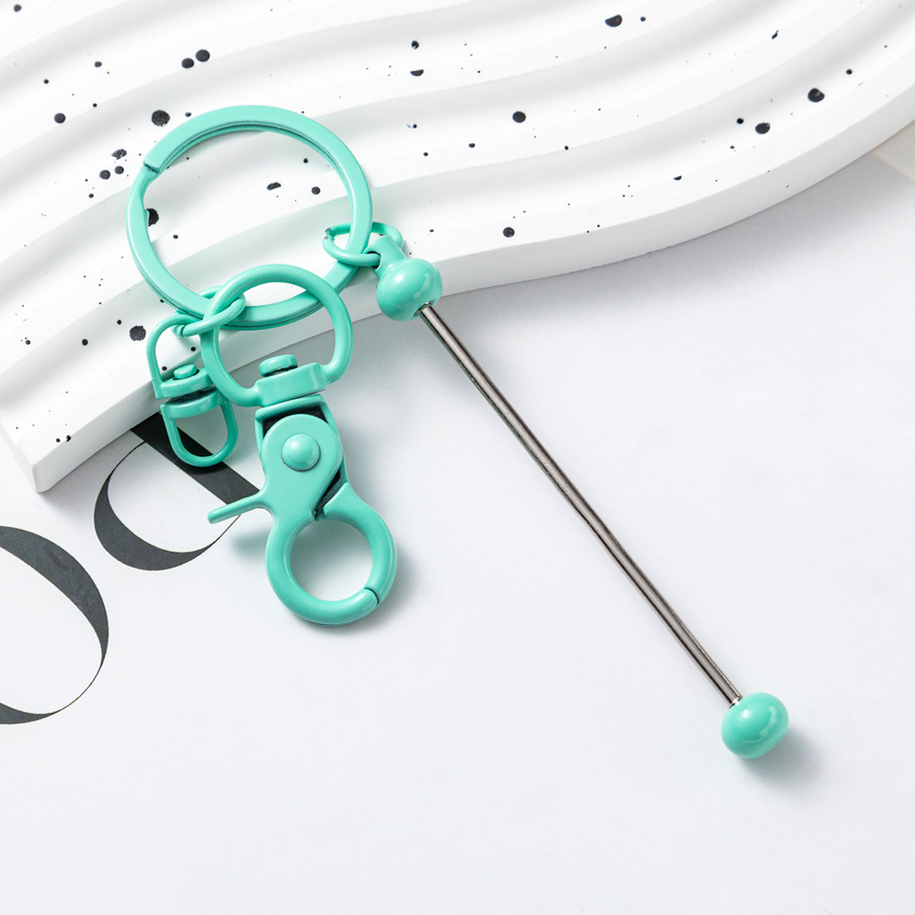 Creative Beadable Bar Keychains Handmade Metal Solid Color Keychain-2PCS