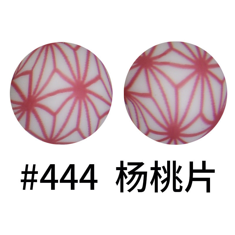 16mm Colorful Silicone Water Transfer Beads Print Silicone Beads-50PCS