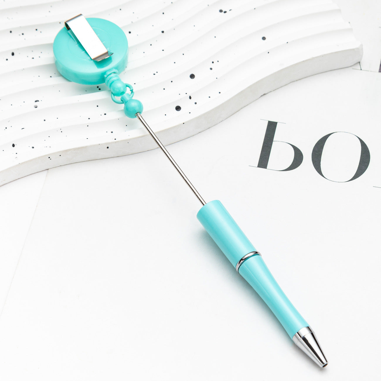 Creative Beadable Pens Retractable Buckle Plastic Easy Pull Buckle Ballpoint Pen-2PCS