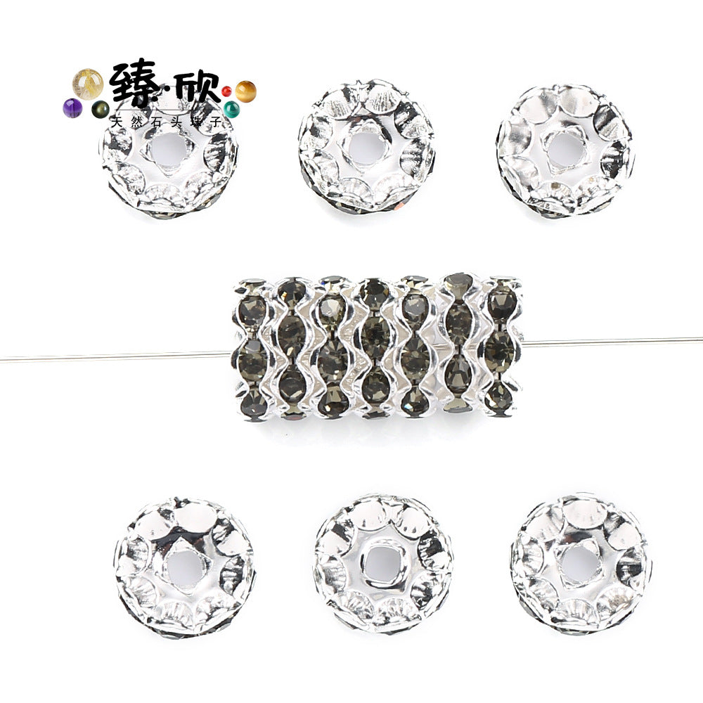12MM Color Wave Rhinestone Diamond Ring Spacer Bead Spacer Jewelry Accessories Bead-100PCS
