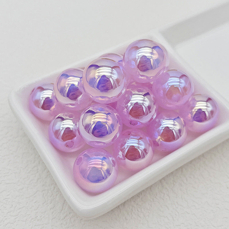 16mm UV Plated Colorful Brilliant Galaxy Straight Hole DIY Beadable Acrylic Beads-50PCS