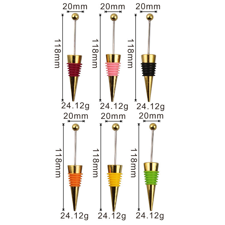 Creative Beadable Utensils DIY Zinc Alloy Gold Wine Stopper-5PCS