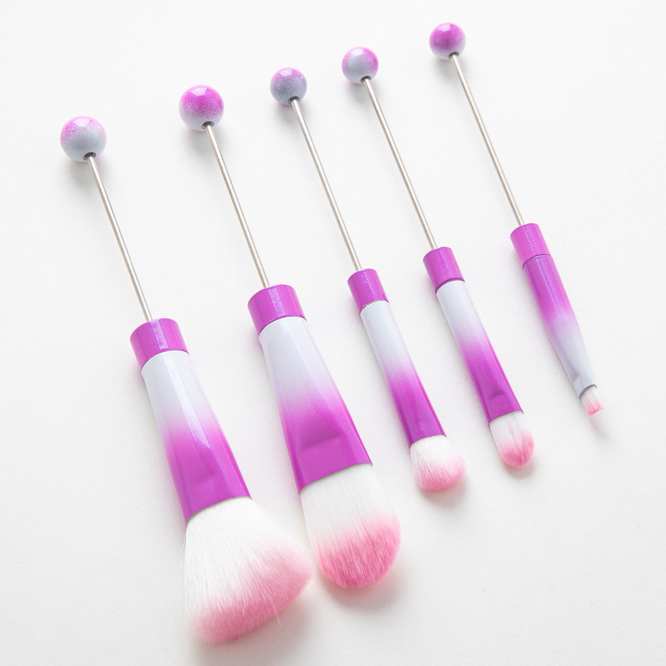 Creative Candy Color Christmas Series Gradient Beadable Metal DIY Makeup Brush Set-1 SET