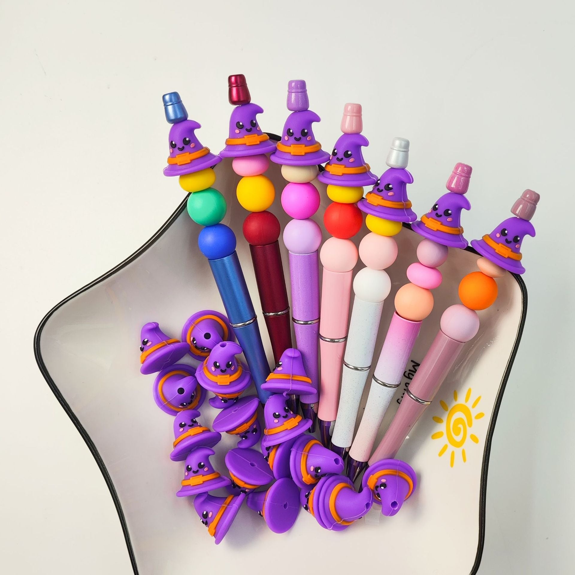 3D Hot Selling Halloween New Witch Hat Three-dimensional Silicone Cartoon DYI Beads-10PCS