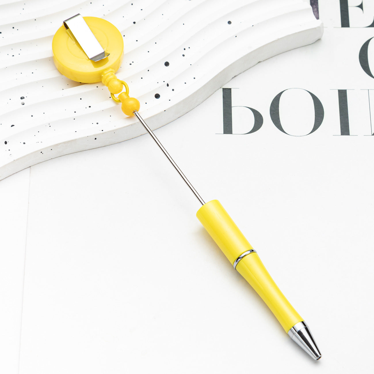 Creative Beadable Pens Retractable Buckle Plastic Easy Pull Buckle Ballpoint Pen-2PCS