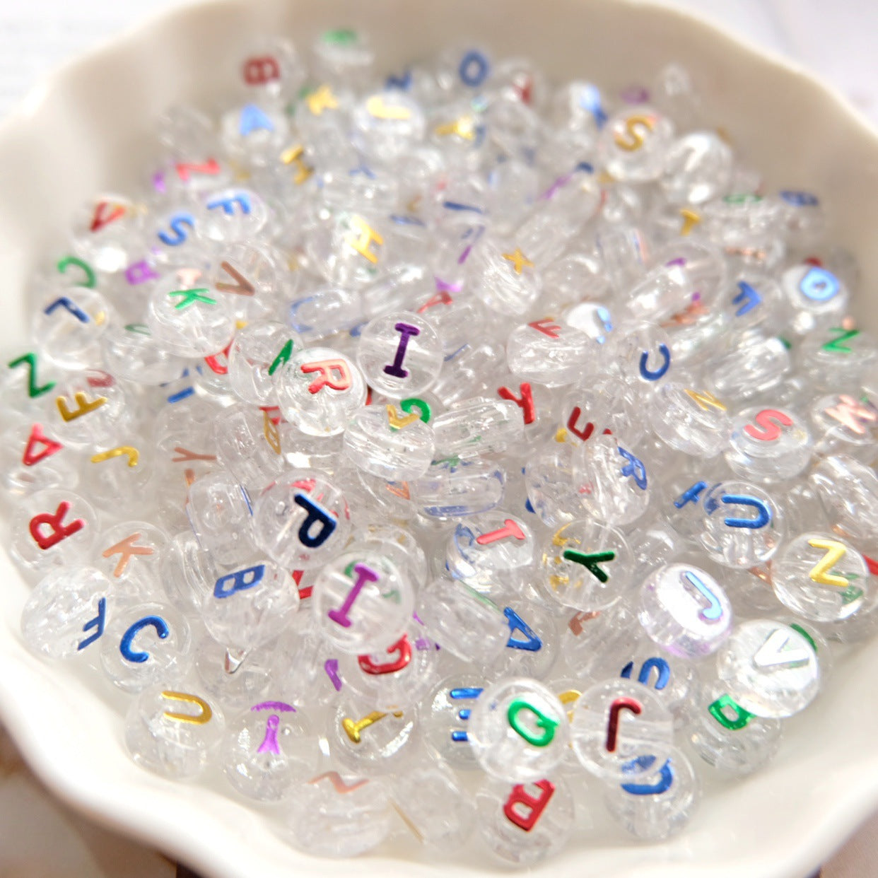 Transparent Alphabet Beads DIY Accessories Acrylic Beads 4×7MM-100PCS