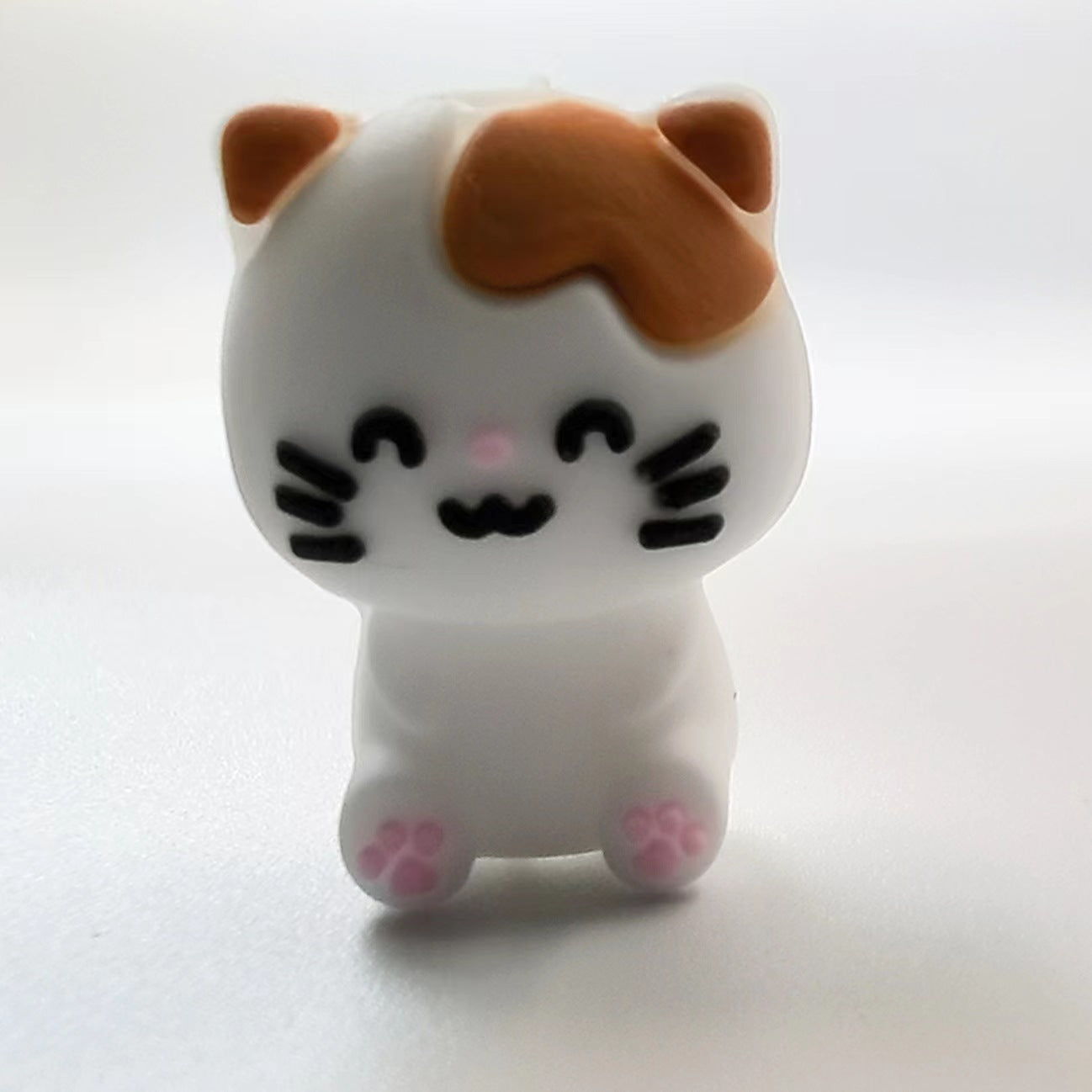 3D White Kitten New Three-dimensional Silicone Cartoon DYI Beads-10PCS